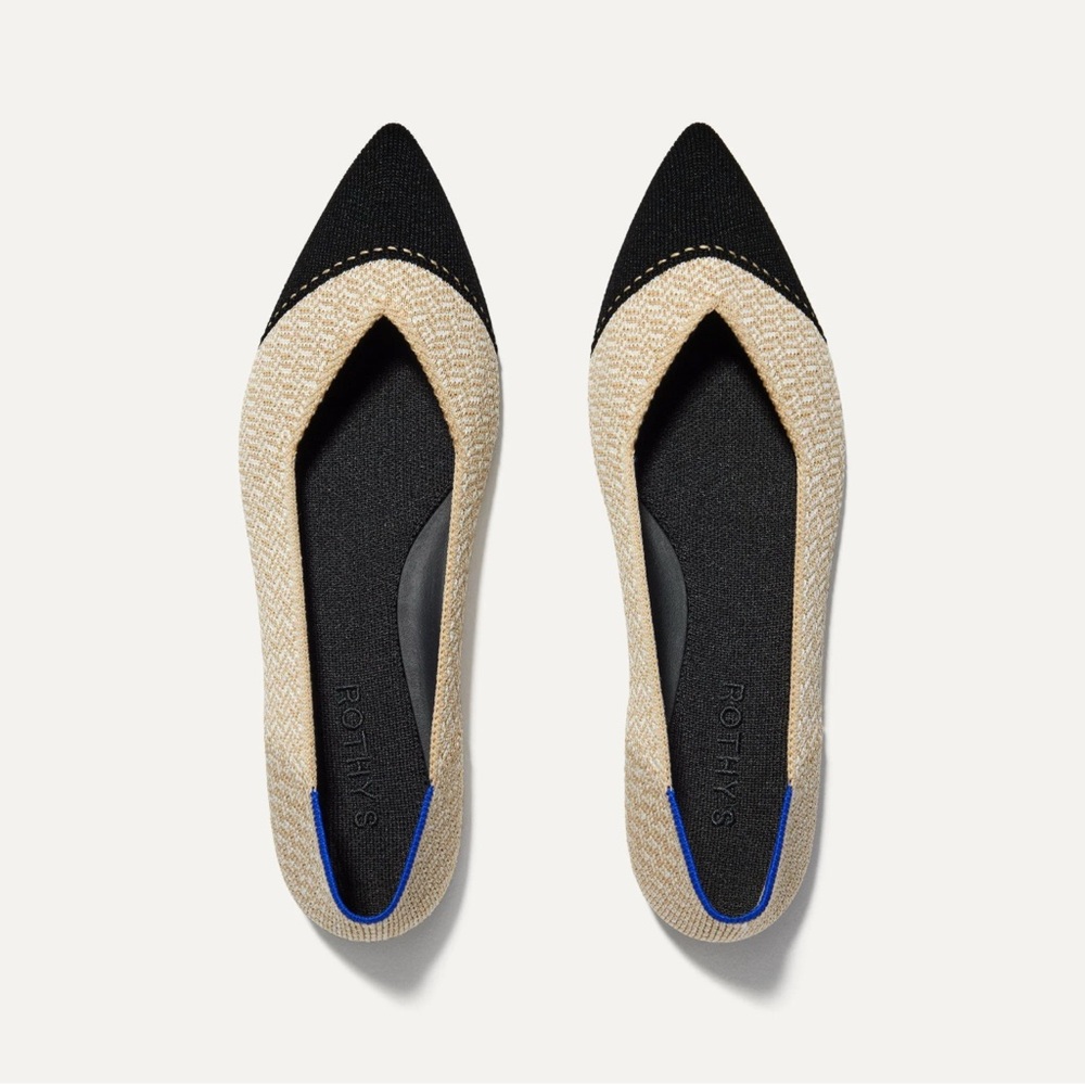 Rothy's Black and Tan Pointed Flats